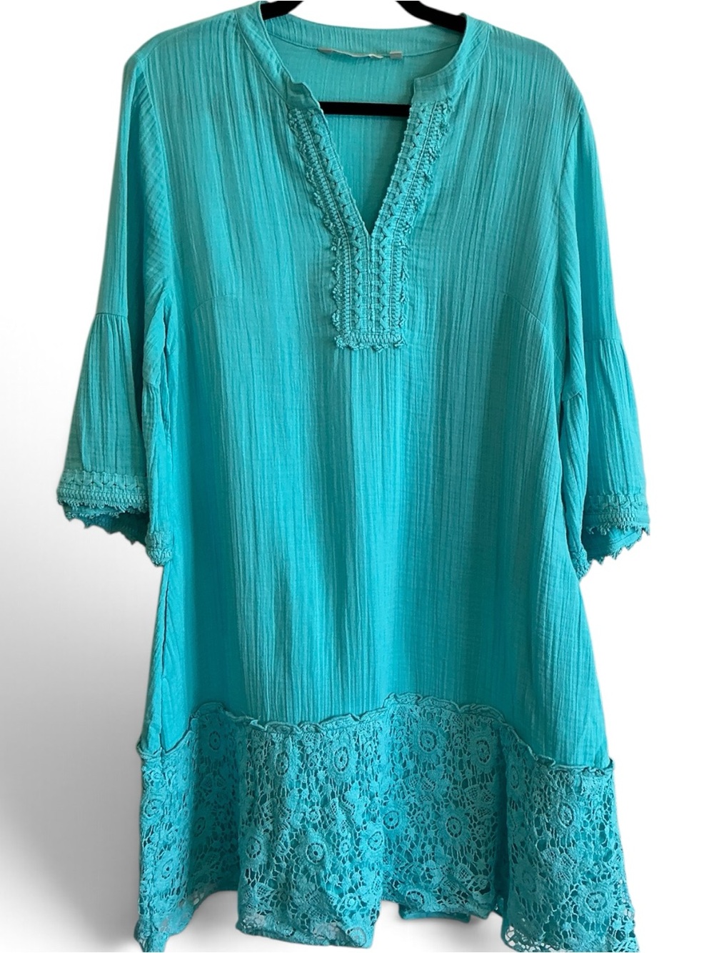 Women’s Soft Surroundings Turquoise Swim Cover-Up Tunic/Dress Small